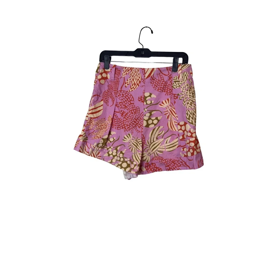 FARM Shorts Womens Medium Multicolor Floral Poplin Pleated Culotte Lined Summer